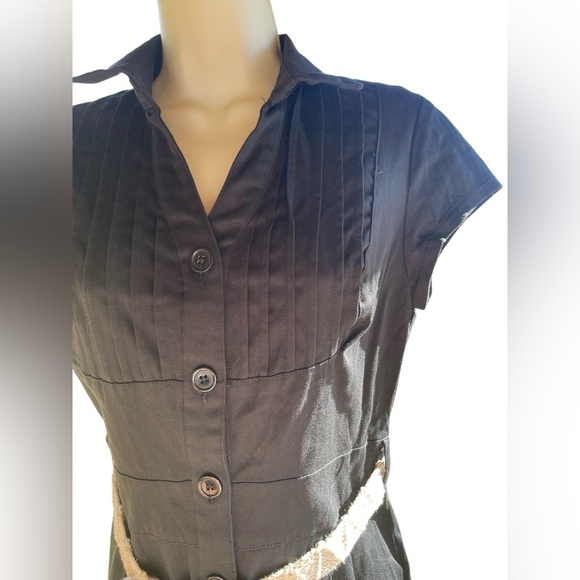 Charlotte Russe Stretchy Black Button Up Dress Medium With Collar GUC - Picture 7 of 11